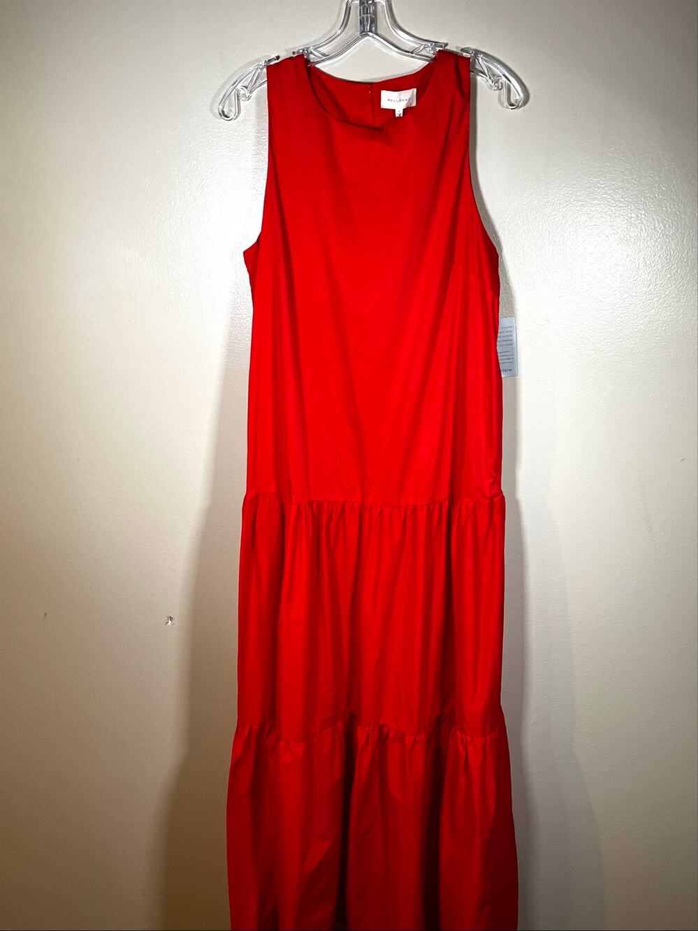 MELLODAY Bright Orange Sleeveless Tiered Maxi Dresss Boho Size L